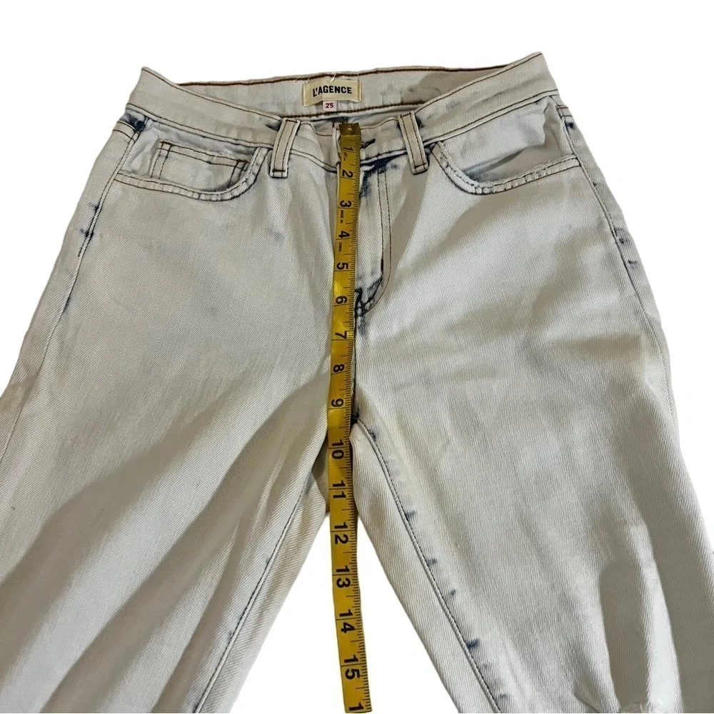 L’Agence Y2K Acid White Wash High Rise Raw Hem Distressed Denim Jeans Ankle 25